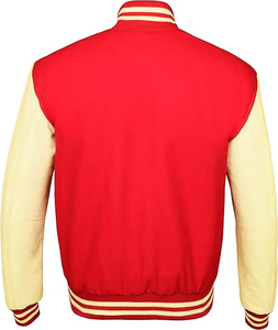 <b>Mens</b> Slim Zipper Pu Varsity Bomber Jacket With Leather Sleeve Winter Coat In Black - Product Image 2