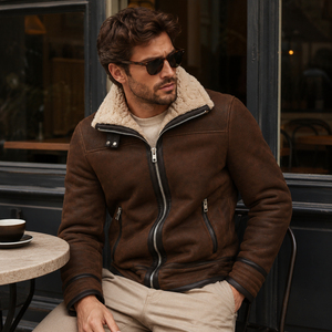 Blouson Bomber Décontracté Homme Hiver Haute Qualité en Cuir Véritable Peau de Mouton Lavé avec Fermeture Éclair – Service OEM – Vente Flash - Product Image 6