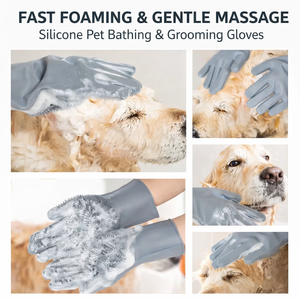 ถุงมือและแปรงอาบน้ำสัตว์เลี้ยงซิลิโคนรักษ์โลกสำหรับสุนัขและแมว - นวดอย่างอ่อนโยนและขจัดขนหลุดร่วง - Product Image 4