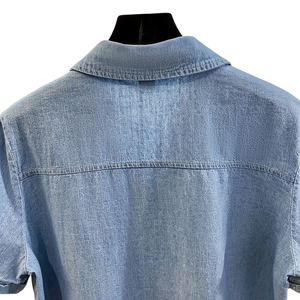 เสื้อเชิ้ตเดนิมแขนสั้นผู้หญิง สีอ่อน ทรงลำลอง กระดุมติด ผ้าฝ้าย 100% ระบายอากาศ แห้งเร็ว เสื้อคลุมฤดูร้อน - Product Image 4