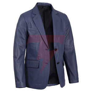 Men <b>Leather</b> <b>Blazer</b> Premium Tailored <b>Jacket</b> Double Breasted Design Comfortable Fit Formal Occasions American Style Breathable - Product Image 3