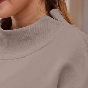 Sweat-shirt gris à col montant avec devant uni, coupe droite, manches longues, poignets et ourlet côtelés, logo personnalisé pour les collections de vêtements - Product Image 5