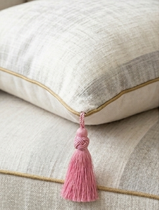 Cream Satin Dress With Pink Tassel Belt Minimalist Wedding Style - Product Image 3