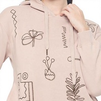 Sweat à capuche en molleton de coton et polyester pour femme, 240 GSM, broderie artistique, cordon de serrage, personnalisation de la marque
