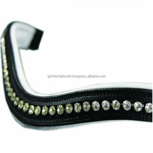 Cómoda banda de ceja de caballo de cuero de canal vacío decorativa con cristales acolchados blancos para brida inglesa en tamaños de mazorca completos - Product Image 4