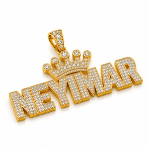 Luxury Custom Football Crown Pendant 18K Yellow Gold Lab Grown Diamond Number 10 Iced Out Sports Necklace Wholesale - Product Image 4