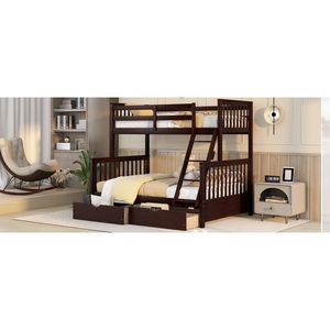 Espresso Twin Over Full Bunk Bed with Ladders and Two <b>Storage</b> <b>Drawers</b> Kids' Furniture (<b>Old</b> SKU LT000165AAP) - Product Image 6