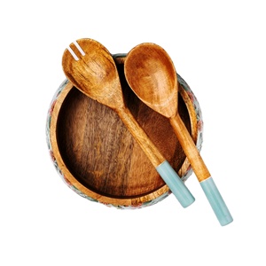 Serveurs de salade en bois ensemble de cuillères de serveur sculptées en os dernière conception ustensiles de cuisine articles faits à la main en bois d'acacia et de manguier - Product Image 1