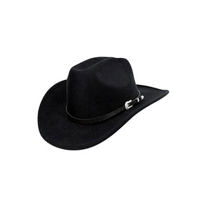 Sombrero de Vaquero de Lana Negra Unisex para Adultos, Estilo Casual para las Cuatro Estaciones, 56-58CM, Ala Ancha - Product Image 1