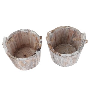 <b>Rustic</b> Acacia <b>Wood</b> Planter with Rope Handle - Wholesale B2B - Product Image 6