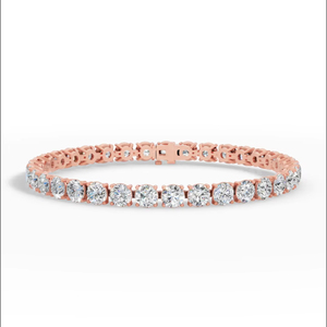 Bracelet tennis de luxe en or 10K avec diamants de laboratoire ronds allongés à quatre griffes, 15 carats, fournisseur en gros de bijoux fins - Product Image 1