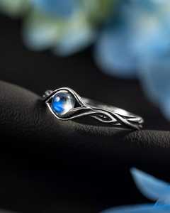 Bague en argent sterling Masa avec pierre de lune, motif œil et symbole infini, bijou céleste inspiré de la nature, fait main, cadeau pour femme - Product Image 6