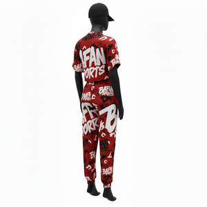 Conjunto de Top Corto y Pantalón para Mujer, Poliéster y Spandex Premium, 180 GSM, Transpirable, Suave al Tacto, Estampado Completo - Product Image 5