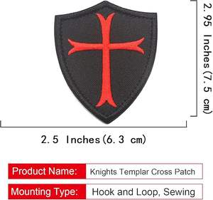 2 Parches Bordados de Cruz de Caballeros Templarios con Gancho y Bucle (Camuflaje) - Product Image 4
