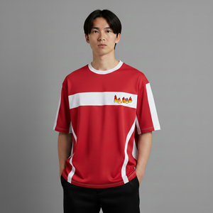 เสื้อยืดเจอร์ซีย์ผ้าฝ้าย 100% คุณภาพสูง ขายส่ง น้ำหนัก 180 กรัม พิมพ์ลายดิจิตอลตามสั่ง โลโก้แบบทูโทน ทรงหลวม ระบายอากาศดี ไหล่ตก ทรงฮิป - Product Image 1