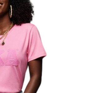 Camiseta AKA Rosa Tonal para Mujer, Diseño Monocromático Clásico, Cuello Redondo, Manga Corta, Estilo Sorority, Casual, Moda Griega, Uso Diario - Product Image 4