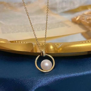 Collier de perles d'eau douce de 7-8 mm, cercle parfait avec une forte luminosité, légères imperfections, perles dispersées, chaîne simple pour mère, élégant - Product Image 1