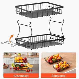 Corbeille à fruits en métal, support de rangement pour comptoir de cuisine - Product Image 3