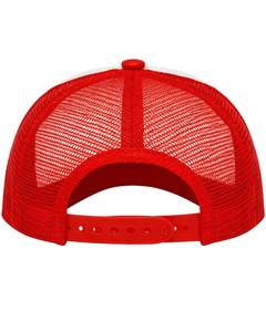 Gorra de camionero roja y blanca personalizada, ajustable, transpirable, de malla, con logo personalizado, snapback, lisa, de poliéster, deportiva. - Product Image 4