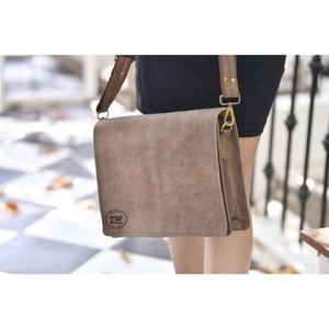 LW Unisex Genuine <b>Leather</b> Laptop Bag/<b>Briefcase</b> Handmade with Lock Button Decoration Geometric Pattern Fac Price Wholesale Safety - Product Image 1