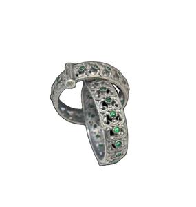 Juego de Brazaletes Redondos de Plata Oxidada Antigua, Diseño para Mujer, para Bodas, Fiestas, Estilo Étnico Tradicional y Colección de Recepciones - Product Image 6