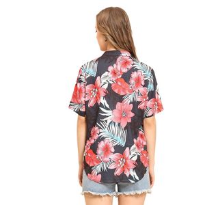 Chemise de plage hawaïenne florale pour femme, haut léger d'été, col en V, manches courtes, tenue décontractée pour les vacances - Product Image 3