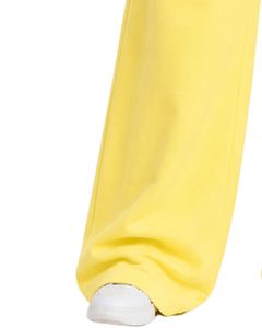 Custom Yellow Women Wide Leg Sweatpants High Waist Loose Fit Casual Streetwear Lounge Fleece <b>Trousers</b> With <b>Drawstring</b> Pockets - Product Image 3