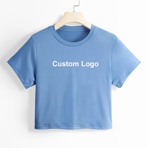Women's Breathable Regular T-Shirts <b>Raglan</b> Sleeves Custom Logo Contrast Short Sleeve Crop <b>Tops</b> Solid Print Jersey Loose Summer - Product Image 4