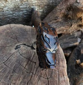 Wholesale Hand Forged Viking Bearded <b>Axe</b> with Carved <b>Wooden</b> Handle Bushcraft Camping Hatchet Gift Box and Leather Sheath - Product Image 1