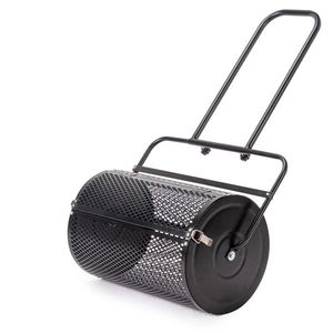 24-Inch Powder Coated Steel Mesh Basket Topdreh Compost Spreader for Lawn Garden Peat Moss Roller Double Fertilizer Spreader - Product Image 1