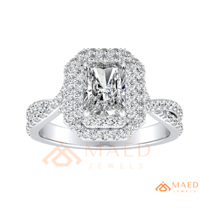 Radiant Cut Moissanite Double Halo Ring Silver Engagement Ring Women Bridal Jewelry <b>Gift</b> USA Elegant Fashion - Product Image 5
