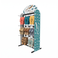 Présentoir moderne en métal sur roulettes pour tongs - Support de sol suspendu pour sandales, idéal pour les magasins de plage et la vente au détail