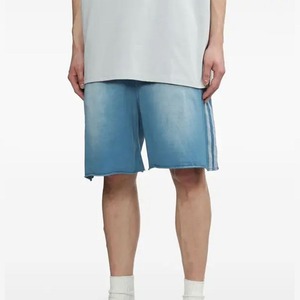 Shorts en jean délavé pour homme, taille mi-haute, coupe droite, décontracté, été, en coton, tissu respirant - Product Image 5