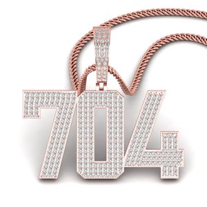 925 <b>Silver</b> + Moissanite 704 Number Pendant <b>Charm</b> with Luxury Design Hip Hop Style Unisex Party Gift Wedding Pendant - Product Image 3