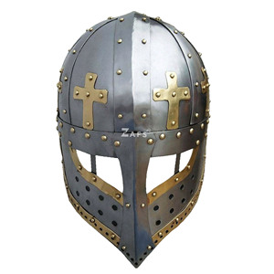 Casque nasal médiéval authentique de style Viking, artisanal en acier doux poli, pour festivals et présentations décoratives - Product Image 1