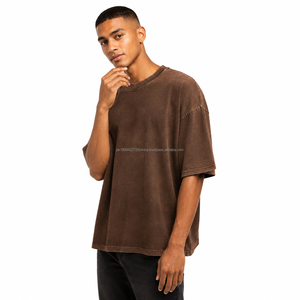 Camiseta Extra Grande para Hombre, Color Marrón, 100% Algodón, Cuello Redondo, Manga Corta, Estilo Casual, Color Sólido, Logotipo Frontal, Ecológica - Product Image 1