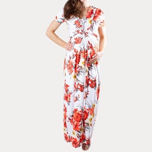Vestido de Maternidad de Moda con Estampado Completo, Estilo Oversize, Largo hasta el Suelo, de Gasa Ecológica y Transpirable para Mujer - Product Image 1