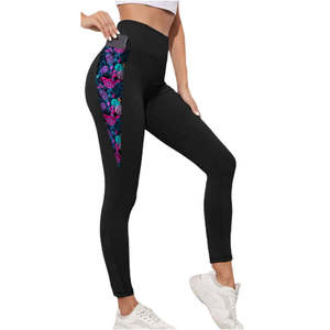 Womens High Waisted Yoga Pants with Pockets Sunflower Print Fitness Leggings <b>Tummy</b> <b>Control</b> Workout Tights Athletic Gym Apparel - Product Image 3