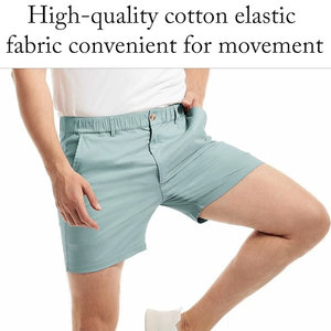 Shorts décontractés en coton pour hommes, coupe classique, taille élastique, avec plusieurs poches, pour un usage quotidien, tenue d'été - Product Image 4