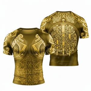 T-shirt de compression à manches courtes avec logo personnalisé, imprimé en 3D, pour entraînement et surf, coupe ajustée, protection UV – Meilleures ventes - Product Image 6