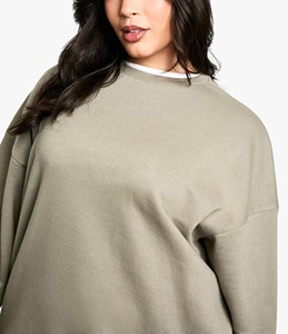 Sweat-shirt personnalisé en coton épais à col montant, brodé, en molleton doux, col roulé, col ras du cou, coupe oversize pour femme - Product Image 2