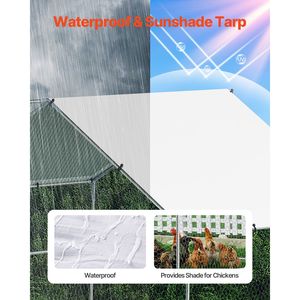 Grande Pollaio in Metallo con Tetto a Spiovente 9.8x19.6x6.5 ft, con Recinto e Chiusura di Sicurezza, Copertura per Area Esterna delle Galline - Product Image 4