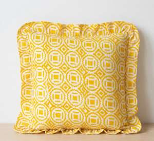 Handmade Cotton Block Print Pillow Cover Colorful Floral Square Vintage Sham Ruffled Throw <b>Cushion</b> for Home or Hotel Use - Product Image 6