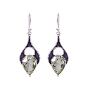 Amethyst Drop <b>Earrings</b> 925 Sterling Silver Dangle Pear Gemstone Handmade Jewelry Gift for Women Export India Nikhil Gems NG-033 - Product Image 1