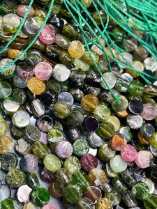 Cuentas de Turmalina Natural Multicolor en Forma de Moneda, Hermosas Gemas Verdes y Rosas, Cuentas de Alta Calidad - Product Image 4