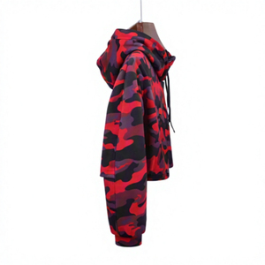 Sudadera con capucha corta de camuflaje rojo para mujer, manga larga, con cordón, estilo urbano, venta al por mayor, OEM, estampado personalizado, sudaderas con capucha y sudaderas para hombre - Product Image 3