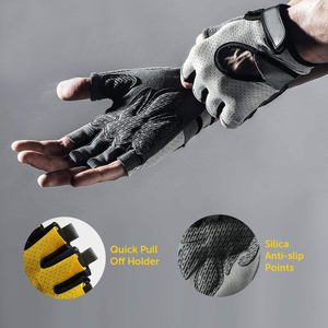 Half Finger Fitness Gloves Breathable Mesh <b>Weight</b> Lifting Gym Training Gloves for Men Women Adjustable Wrist Strap - Product Image 3