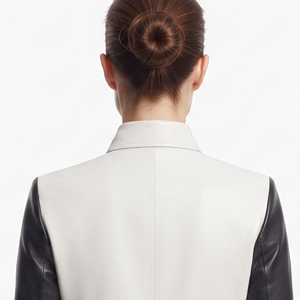 Wholesale Women Long <b>Leather</b> <b>Blazer</b> <b>Jacket</b> OEM Designer Ladies Genuine <b>Leather</b> Suit Custom Logo Women <b>Leather</b> <b>Blazer</b> - Product Image 4