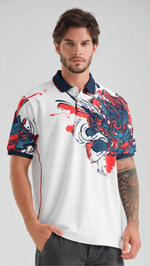 Sublimated Men's Polo Shirts High Quality Short Sleeve Sublimation Polo Shirt Men Summer Lightweight Polo Shirt Button Down - Product Image 4