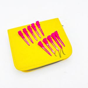 Pinces à sectionner les cheveux Clips en acier inoxydable revêtus de poudre rose vif pour les extensions de cheveux Logo personnalisé durable Utilisation commerciale - Product Image 5